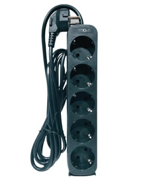 M530 grounding extension cord Switch, 3m, 5 outlets, black (99330)