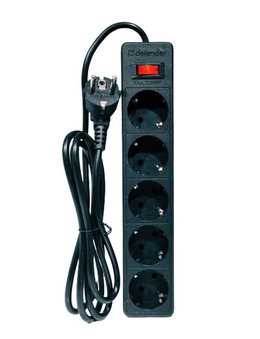 Surge protector Defender ES 1.8 1.8m, black, 5 outlets (99484)