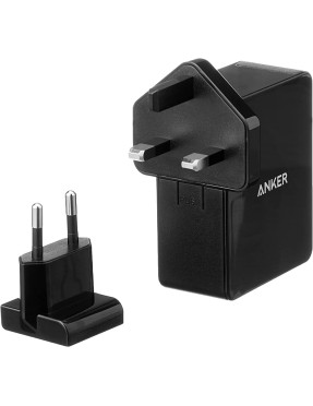 Anker PowerPort 4 Lite EU/ES/FR/ES+ UK plug Black in Offline Packaging V3 (A2042L11)