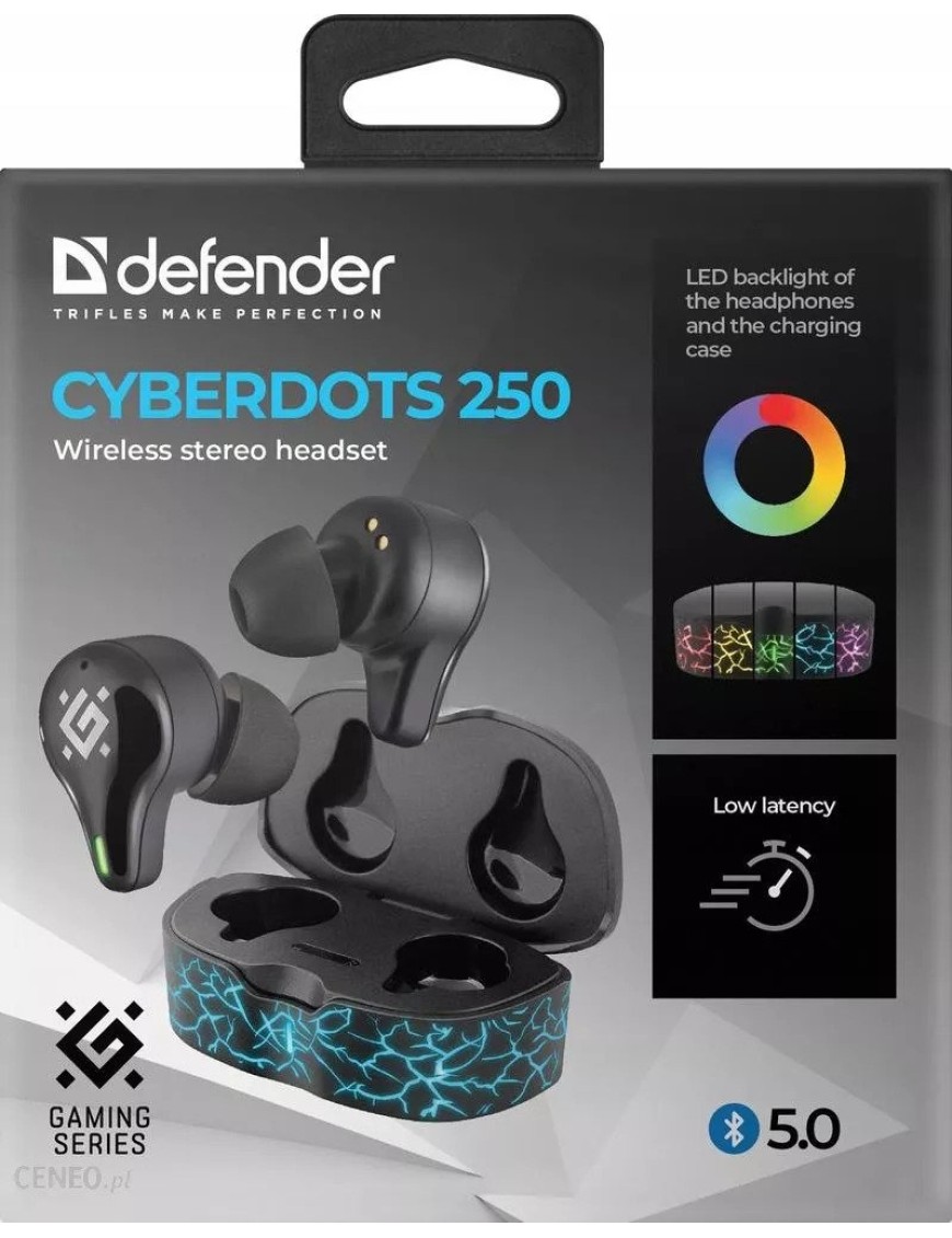 CyberDots 250 Wireless stereo headset, Black, gaming TWS, Bluetooth (63250)